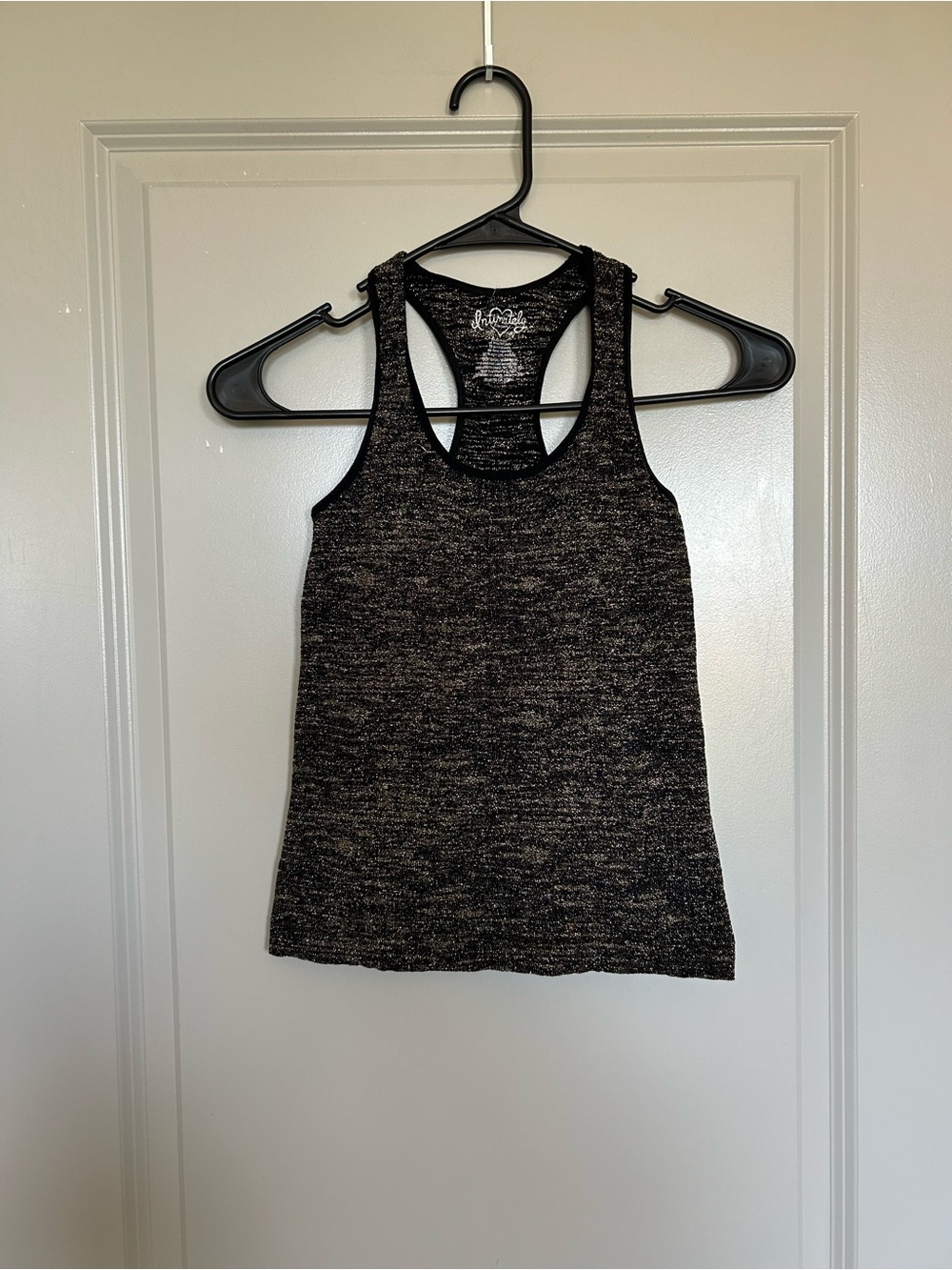 Free People Black and Gold Sparkle Racerback Tank